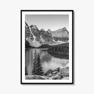 Lake Louise Photo Poster Print, Lake Louise Black and White Wall Art, Lake Louise Photography, Lake Louise Travel, Map Poster