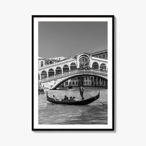 Venice Black and White Fine Art Photo Print, Rialto Bridge Poster, Italy Wall Decor