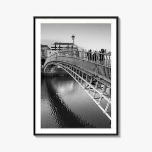 Dublin Black and White Fine Art Photo Print, Ha'penny Bridge, River Liffey, Ireland Poster