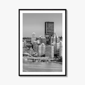 Pittsburgh Photo Poster Print No 1, Pittsburgh Schwarzweiß, Wandkunst, Pittsburgh Fotografie, Pittsburgh Travel, Map Poster