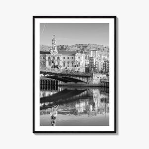 Bilbao Photo Poster Print, Bilbao Black and White Wall Art, Bilbao Wall Photography, Bilbao Travel, Bilbao Map Poster