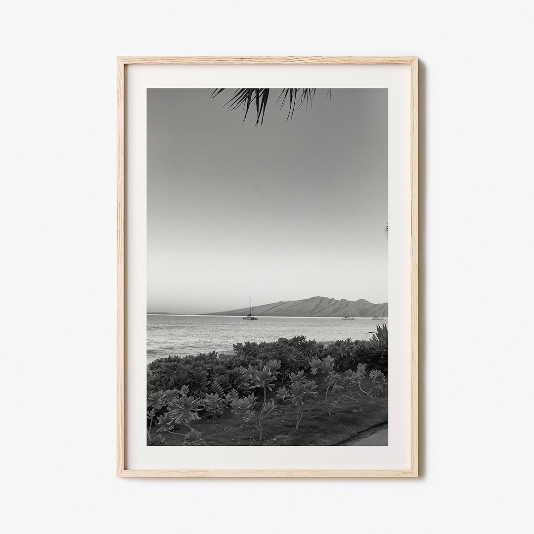 Lahaina Matted Poster Print Lahaina Black and White Wall Art Etsy