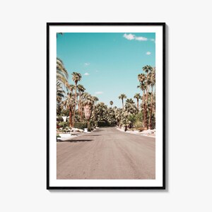 Impression d'affiche colorée n° 1 de Palm Springs, photo d'art de Palm Springs, décoration de Palm Springs, impression de voyage, affiche de plan de rue de Palm Springs, plan de la ville