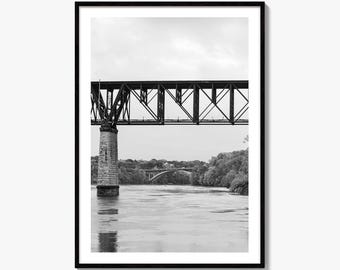 Mississippi River Minneapolis Black and White Fine Art Photo Print, Minnesota Poster