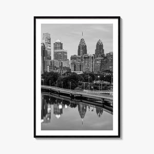 Impresión fotográfica de Filadelfia n.º 2, arte mural en blanco y negro de Filadelfia, fotografía mural de Filadelfia, viajes, póster de mapa