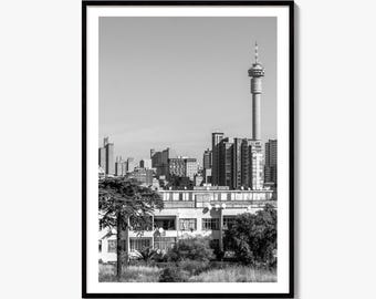 Johannesburg Black and White Fine Art Photo Print, Hillbrow Tower Poster, South Africa Decor