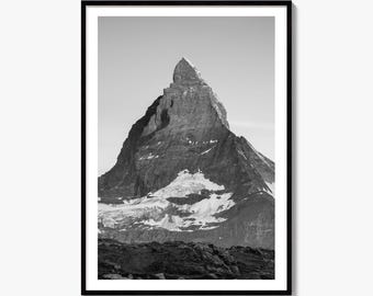 Matterhorn Black and White Fine Art Photo Print, Zermatt Poster, Switzerland Wall Decor