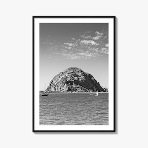 Morro Bay Fotoposter, Morro Bay Schwarzweiß-Wandkunst, Morro Bay Fotografie, Morro Bay Reise, Morro Bay Karte Poster