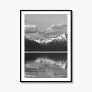 Glace-Nationalpark Foto Poster Druck, Schwarz, Weiß Wandkunst, Glacer National Park Wand Fotografie, Reise, Karte Poster