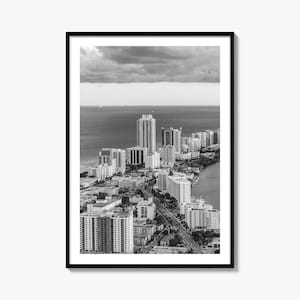 Miami Beach Foto Poster Kunstdruck, Miami Beach Schwarzweiß Wandkunst, Miami Beach Fotografie, Miami Beach Reise, Karte Poster