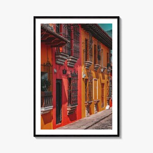 Póster colorido de Antigua Guatemala n.° 2, arte mural fotográfico de Antigua Guatemala, decoración de pared, impresión de viaje, póster de mapa callejero, mapa de la ciudad