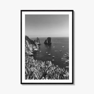 Tyrrhenische Meer Foto Poster No 2, Tyrrhenische Meer schwarz weiß Kunst, Tyrrhenische Meer Wand Fotografie, Reise, Karte Poster
