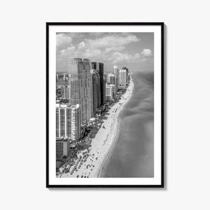 Miami Foto Poster Nr. 2, Miami Schwarzweiß Wandkunst, Miami Wand Fotografie, Miami Reise, Miami Karte Poster