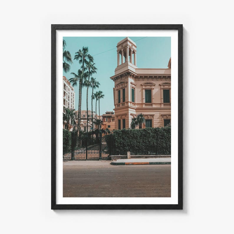 Alexandria Fine Art Photo Print, al-iskandariyah poster, white border in a black wood frame