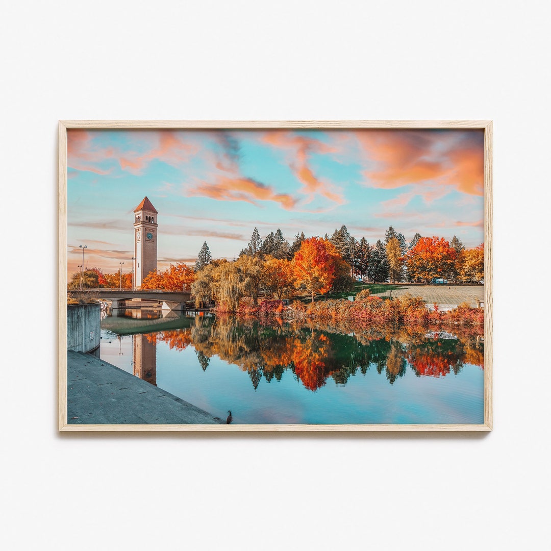 Spokane Colorful Poster Print Horizontal, Spokane Photo Wall Art