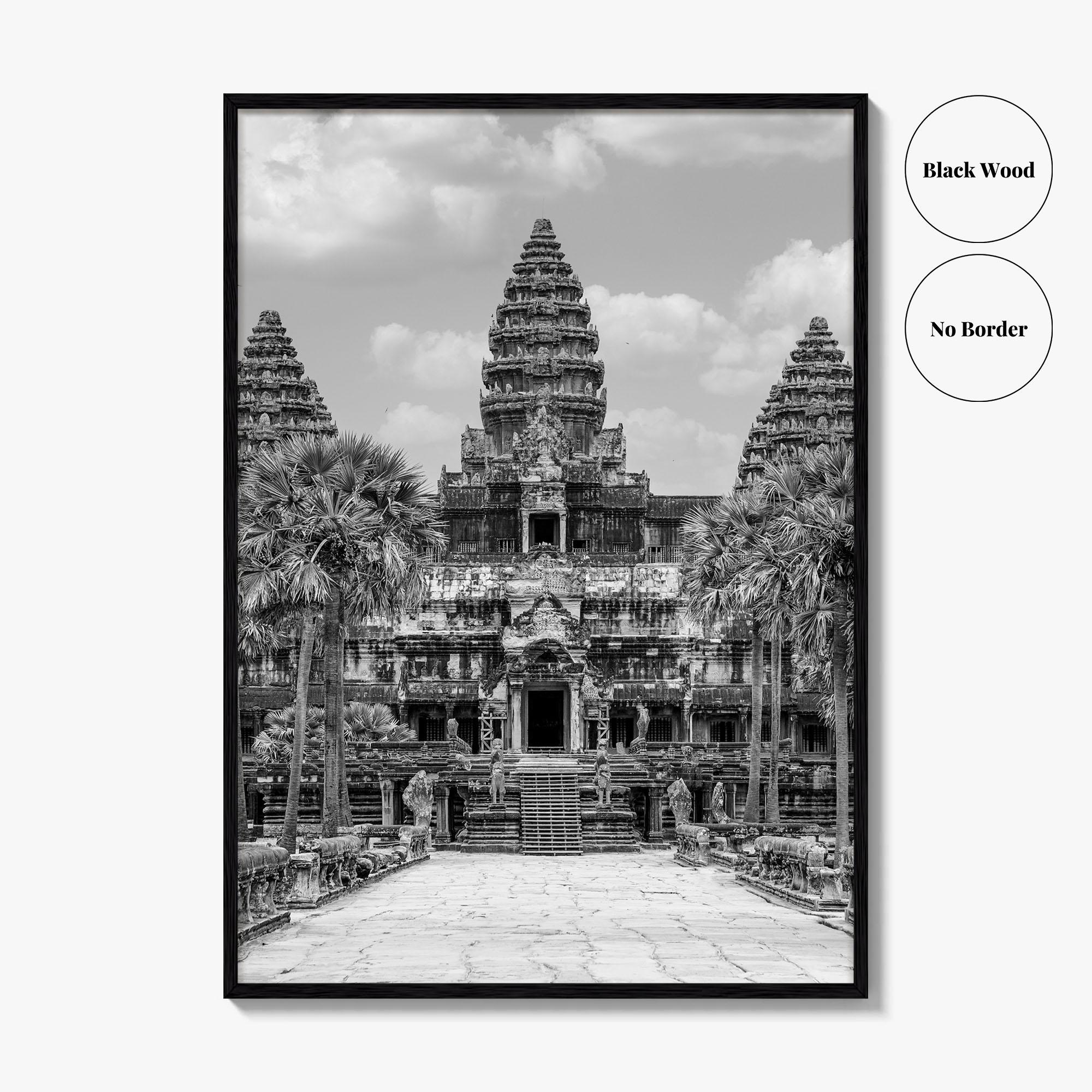 アンコールワット モノクロ アクリル画 Angkor Wat Black and White Fine Art Photo Print, Siem Reap