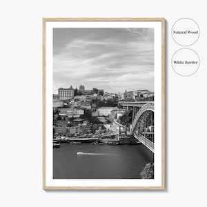 Porto Skyline schwarz weiss Fine Art Foto, der Douro Fluss Portugal Poster Bild 7