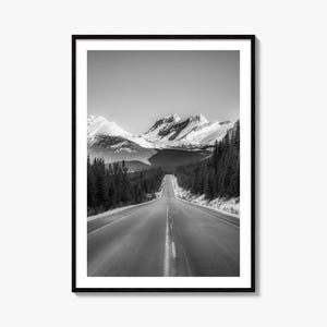 Banff Foto Poster Druck, Banff Schwarz Weiß Wandkunst, Banff Wand Fotografie, Banff Reise, Banff Karte Poster