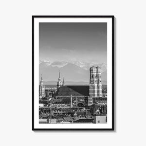 München Foto Poster Nr. 1, München Schwarzweiß, Wandkunst, München Mauer Fotografie, München Reise, München Karte Poster