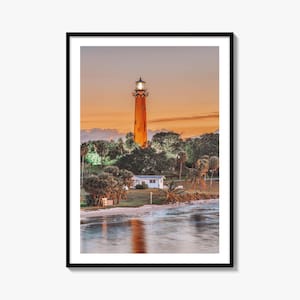 Stampa fotografica artistica Jupiter, faro di Inlet, poster decorativo da parete in Florida, USA