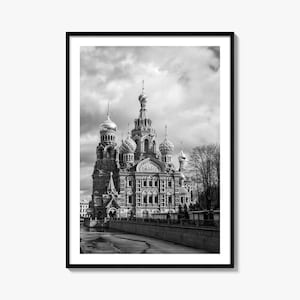 Stampa poster fotografico di San Pietroburgo Russia n. 3, arte in bianco e nero di San Pietroburgo, fotografia di San Pietroburgo, viaggio, poster con mappa