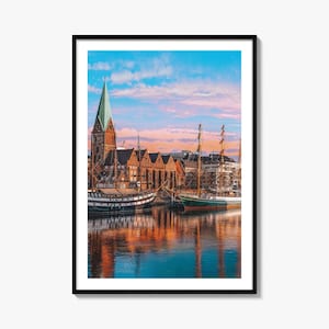 Bremen kleurrijke posterprint, Bremen fotokunst aan de muur, Bremen wanddecoratie, Bremen reizen print, Bremen stratenplan poster, stadsplattegrond