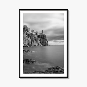 Lake Superior Photo Poster Print, Lake Superior Black and White Wall Art, Lake Superior Wall Photography, Travel, Map Poster