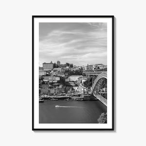 Porto Foto Poster Druck, Porto Schwarzweiß Wandkunst, Porto Wand Fotografie, Porto Reise, Porto Karte Poster