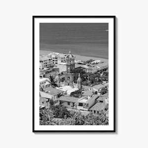 Puerto Vallarta Foto-Poster-Druck, Puerto Vallarta Schwarz-Weiß-Wandkunst, Puerto Vallarta Fotografie, Reise, Karte Poster