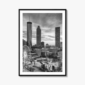 Impression d'affiche photo Atlanta n° 1, art mural Atlanta noir et blanc, photographies murales Atlanta, voyage Atlanta, carte Atlanta affiche