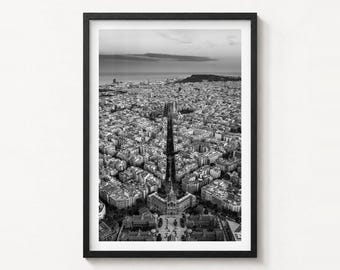 Barcelona Skyline Black and White Fine Art Photo Print