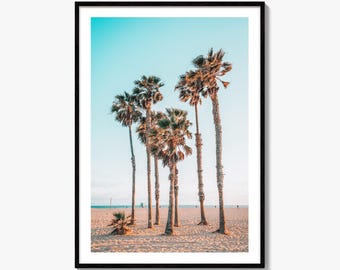 Santa Monica Fine Art Photo Print, Los Angeles, California Beach, Palm Trees, Wall Poster