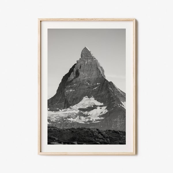 Matterhorn Photo Poster Print, Matterhorn Schwarz Weiss Kunst, Matterhorn Fotografie, Matterhorn Reise, Matterhorn Karte Poster