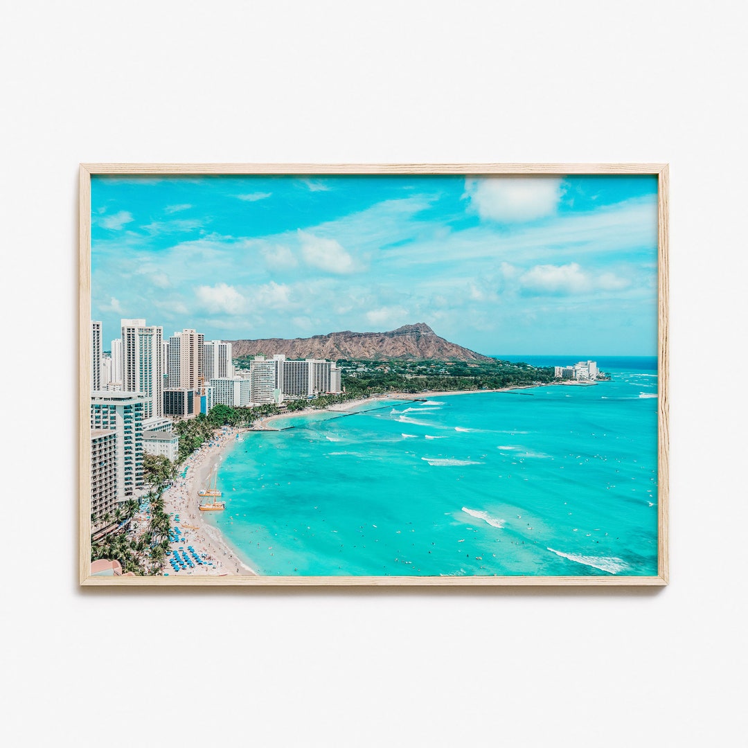 Honolulu Colorful Poster Print Horizontal, Honolulu Photo Wall Art
