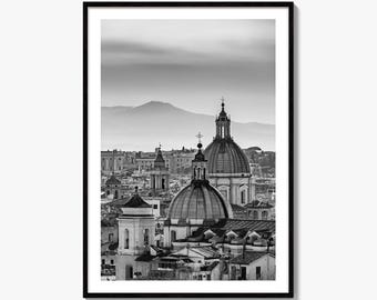 Rome Black and White Fine Art Photo Print, Castel Sant'Angelo Vatican Italy Poster