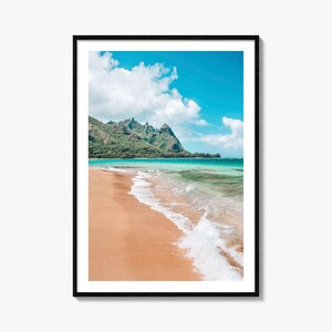 Póster colorido de Kauai n.º 3, arte mural fotográfico de Kauai, decoración de pared de Kauai, impresión de viaje de Kauai, póster de mapa callejero de Kauai, mapa de la ciudad