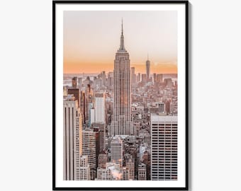 Manhattan Fine Art fototryck, Empire State Building-affisch, New York Citys silhuettdekor
