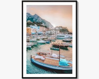 Capri Island Fine Art Photo Print, Marina Grande Port, Naples Italy, Wall Decor Poster