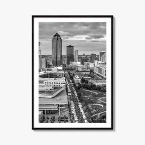 Des Moines Foto Poster Druck, Des Moines Schwarz weiß Kunst, Des Moines Fotografie, Des Moines Reise, Des Moines Karte Poster