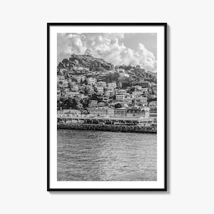 Impresión de póster fotográfico de Granada, arte mural en blanco y negro de Granada, fotografía mural de Granada, viajes a Granada, póster con mapa de Granada