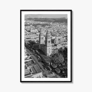 Morelia Foto Poster Druck, Morelia Schwarz Weiß Wandkunst, Morelia Wand Fotografie, Morelia Reise, Morelia Karte Poster