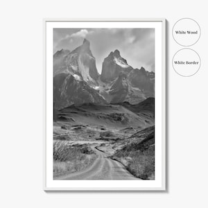 Torres del Paine Black and White Fine Art Photo Print, Patagonia Chile, Lake Pehoe image 8
