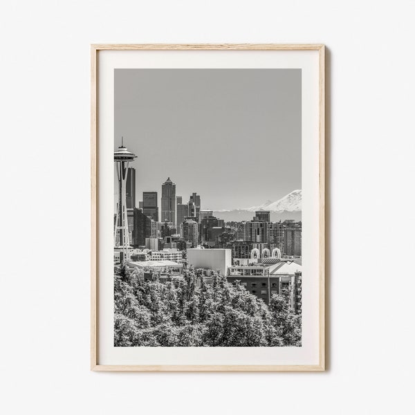 Seattle Photo Poster Print No 3, Seattle Black and White Wall Art, Seattle Wall Photography, Seattle Travel, Seattle Map Poster