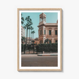 Alexandria Fine Art Photo Print, al-iskandariyah poster, white border in a natural wood frame
