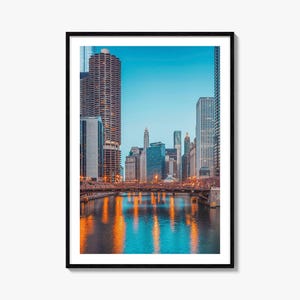 Impression affiche colorée Chicago n° 2, art mural photo Chicago, décoration murale Chicago, impression voyage Chicago, affiche plan des rues de Chicago, plan de la ville