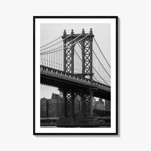 Manhattan Bridge Foto Poster Druck, Manhattan Bridge Schwarz und Weiß Wandkunst, Manhattan Bridge Fotografie, Reise, Karte Poster