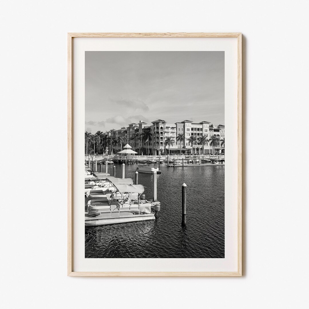 Naples Florida Photo Poster Print, Naples Florida Black and White Wall