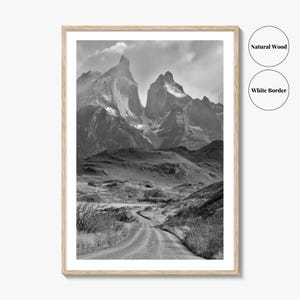 Torres del Paine Black and White Fine Art Photo Print, Patagonia Chile, Lake Pehoe image 7