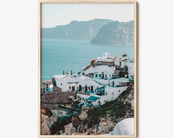 Santorini Colorful Poster Print No 3, Santorini Photo Art, Santorini Decor, Santorini Travel Print, Santorini Street Map Poster, City Map