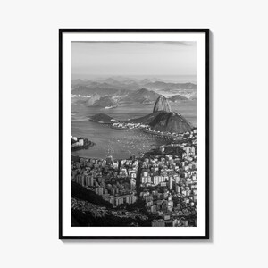 Río de Janeiro Foto Cartel Impresión No 1, Río de Janeiro Arte Blanco y Negro, Fotografía de la pared de Río de Janeiro, Viajes, Cartel del mapa